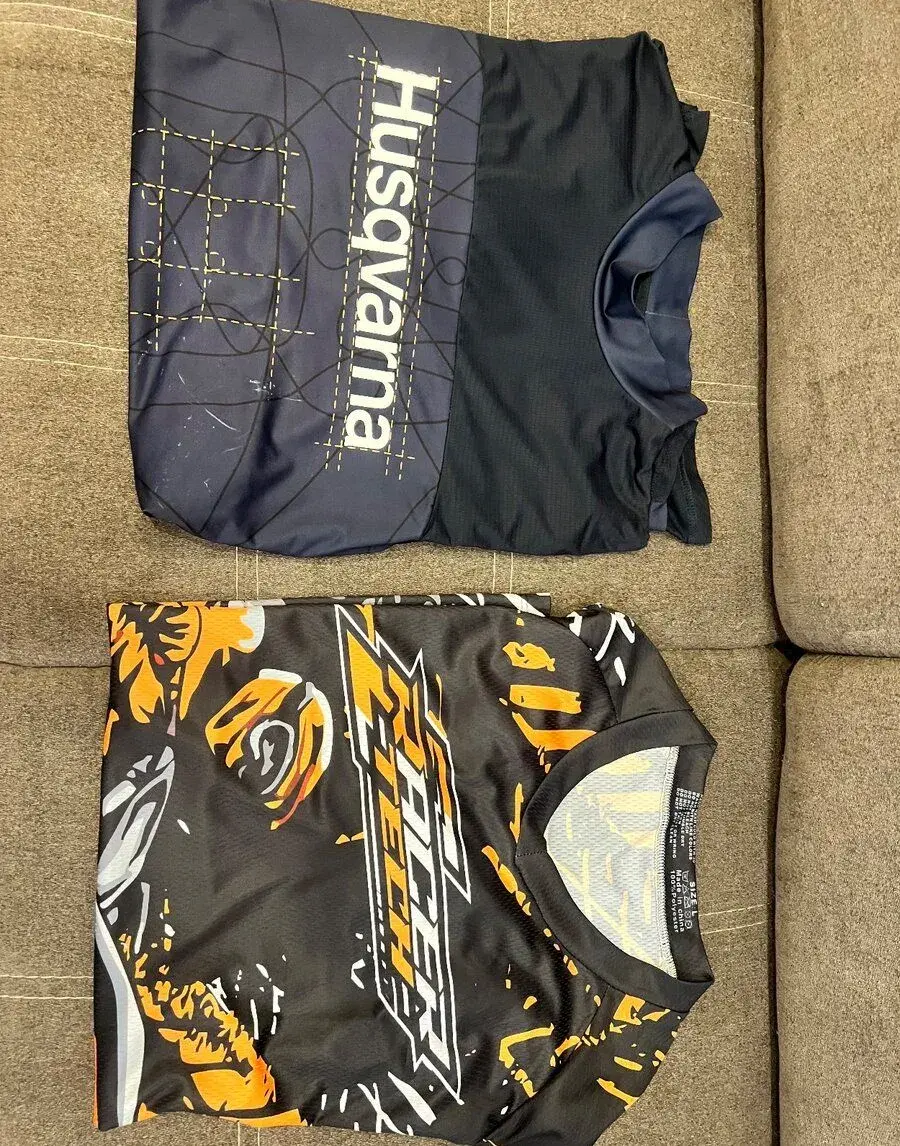2 motokrosové dresy – Husqvarna a MX – veľkosť L