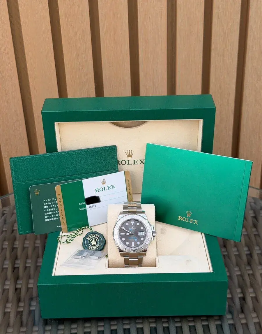 Rolex Yach-Master 40 Full set, Top stav, Platinova luneta
