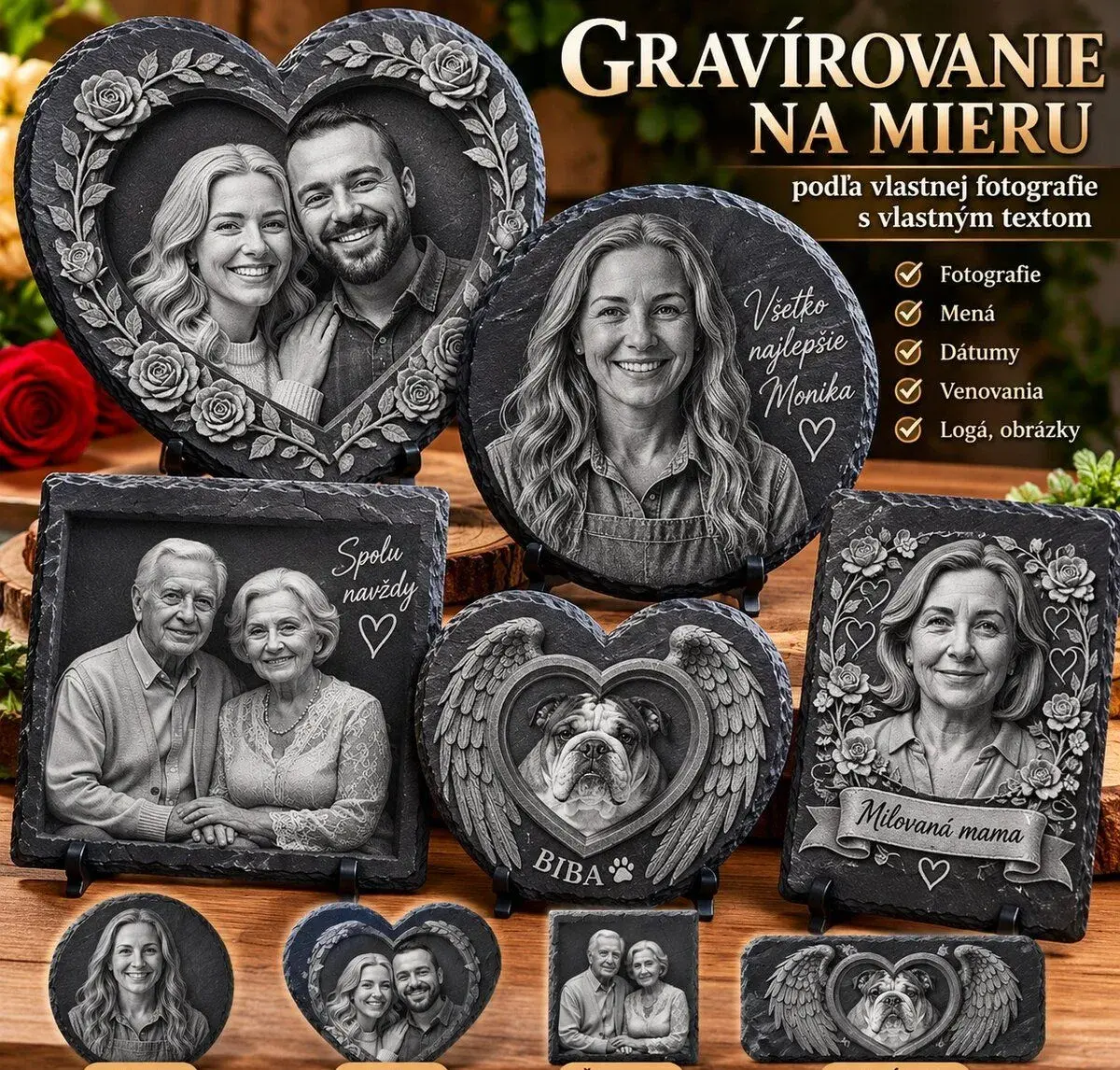 Gravírovanie na bridlicu podľa fotografie – darček na mieru
