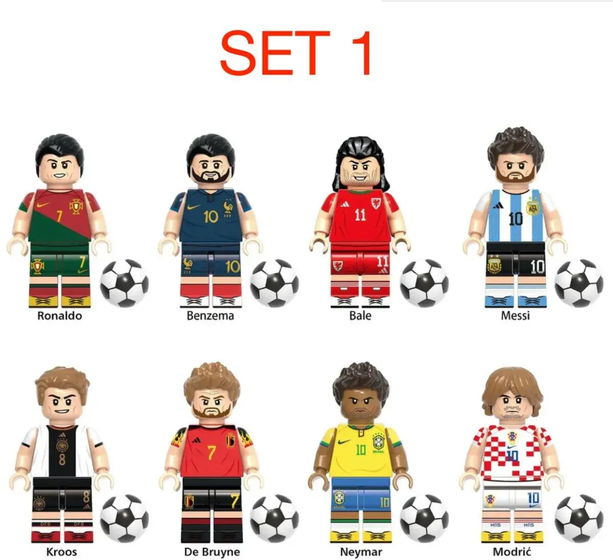 Figúrky futbalisti + basketbal (8ks) typ lego - nové