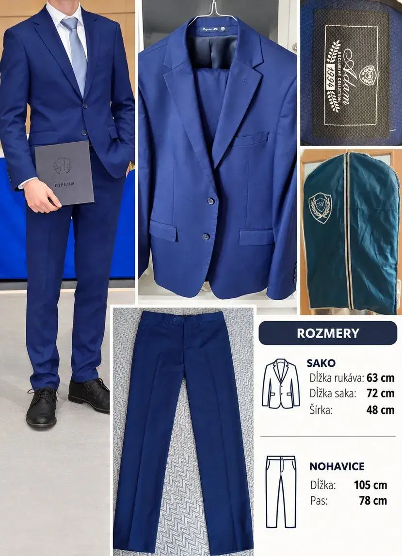 Krásny modrý pánský oblek ADAM Exclusive Collection