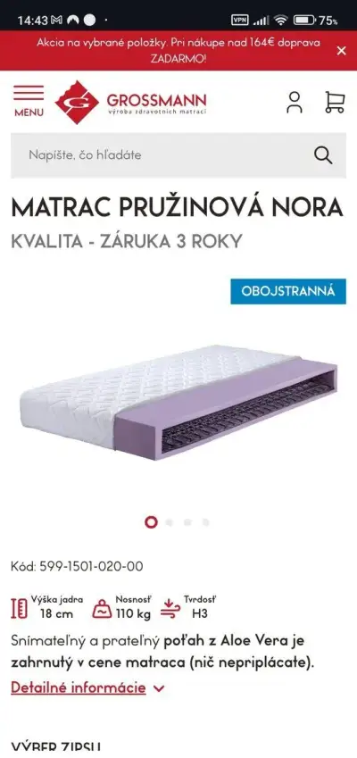 Pružinový matrac 90x200