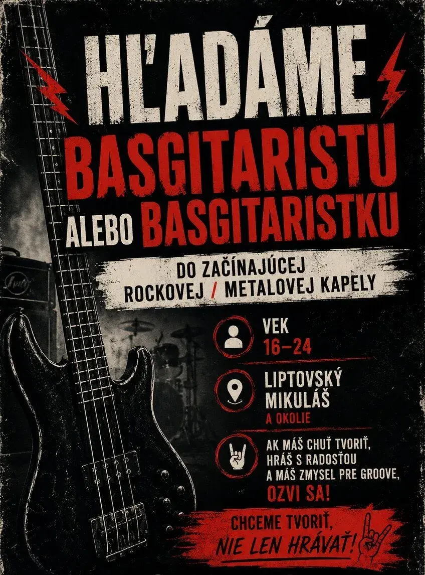 Hľadáme Basgitaristu / Basgitaristku