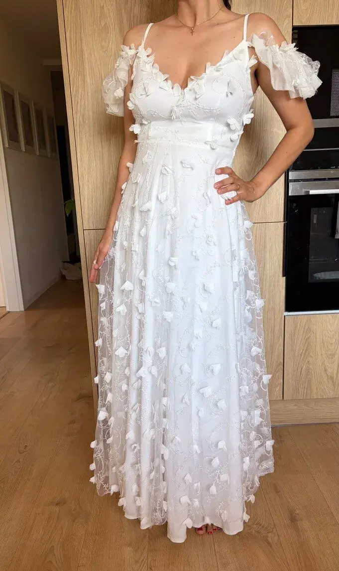 Boho svadobne saty s 3d kvetmi