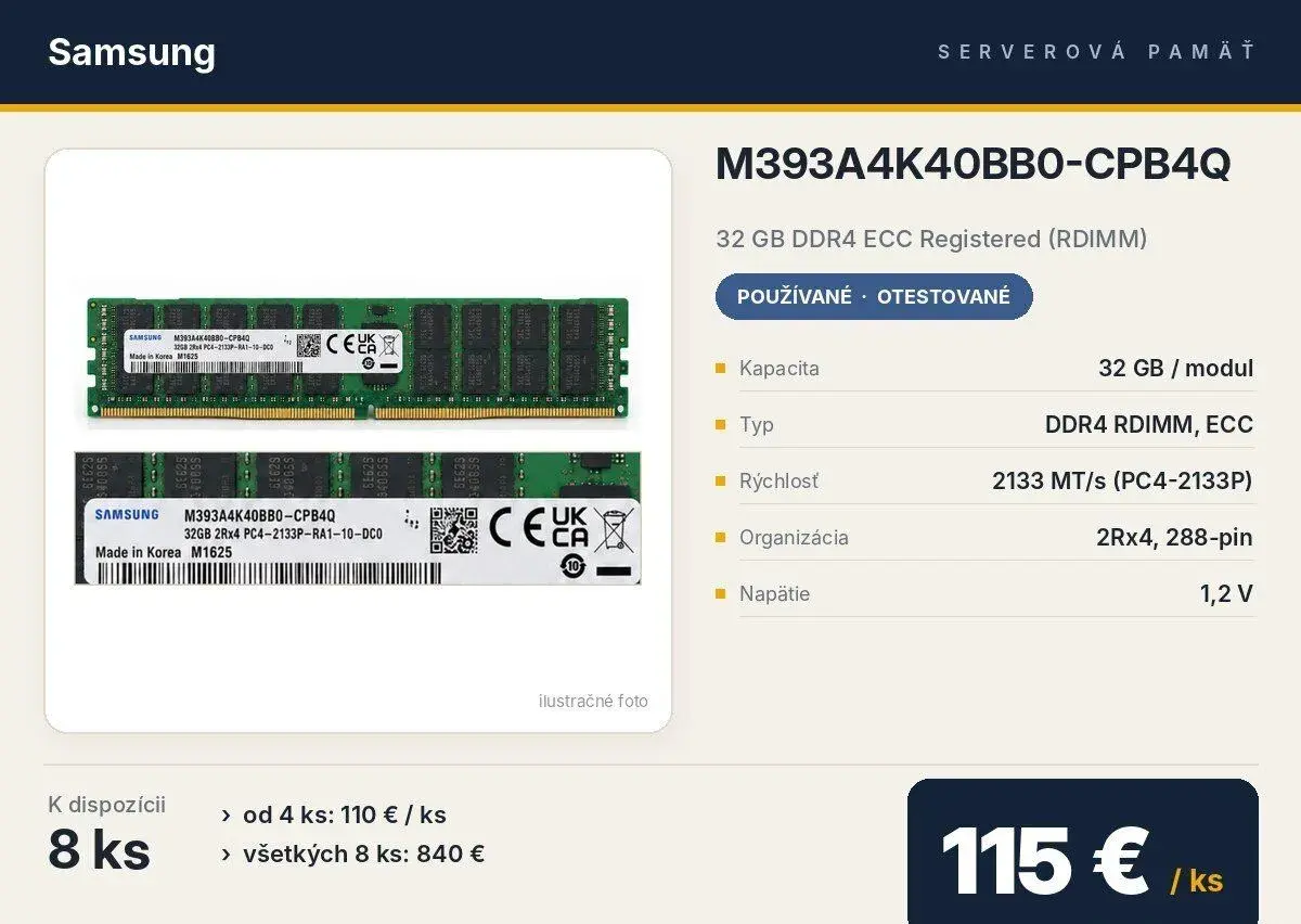 Samsung 32GB DDR4 RDIMM ECC 2133 – 6 kusov