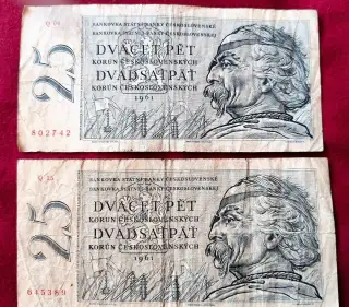 ČESKOSLOVENSKÉ BANKOVKY: 25-Koruny-1961 ser.Q