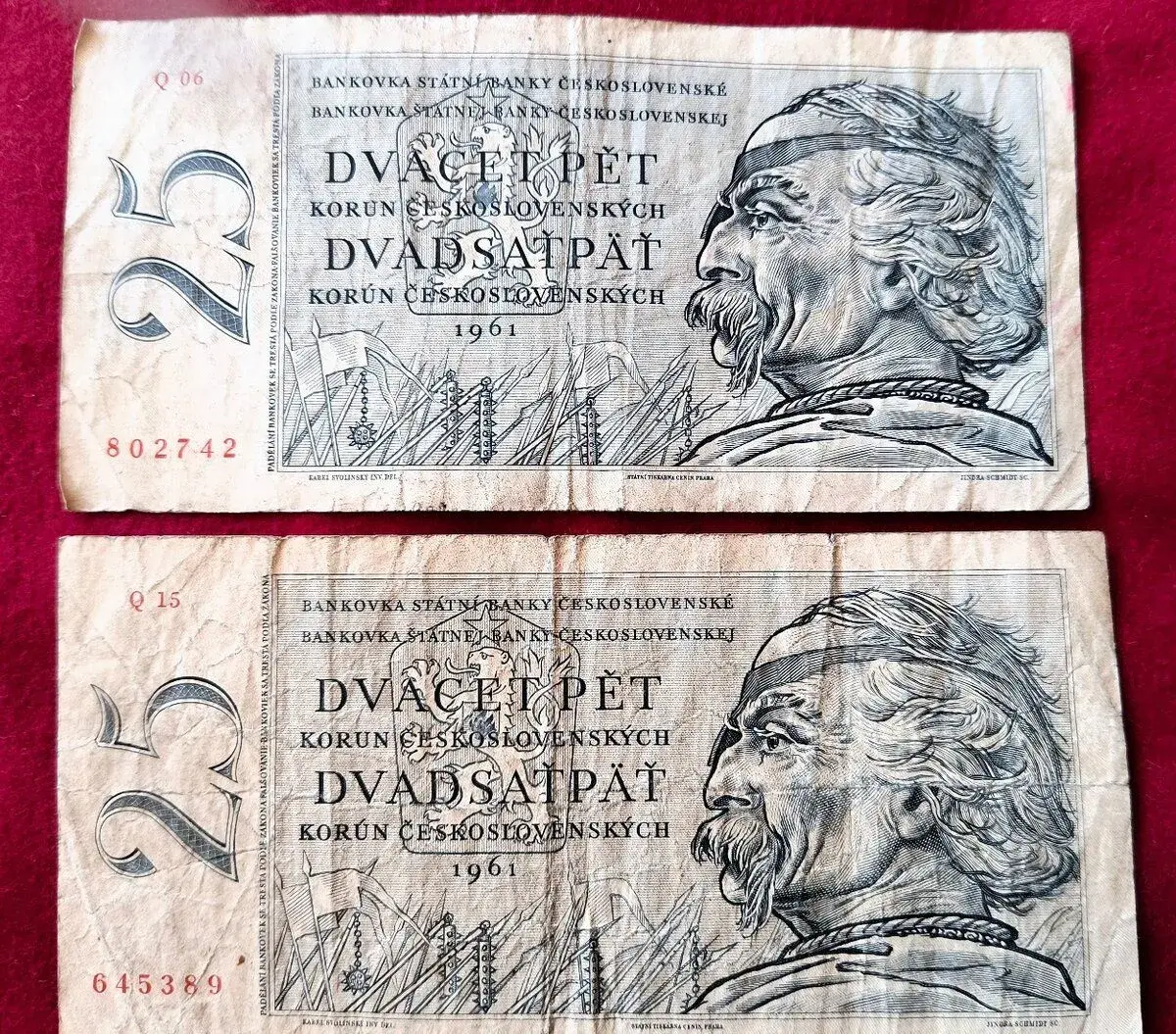 ČESKOSLOVENSKÉ BANKOVKY: 25-Koruny-1961 ser.Q