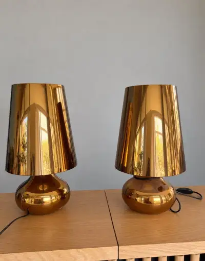 2× dizajnovú lampu Kartell Cindy – zlatá