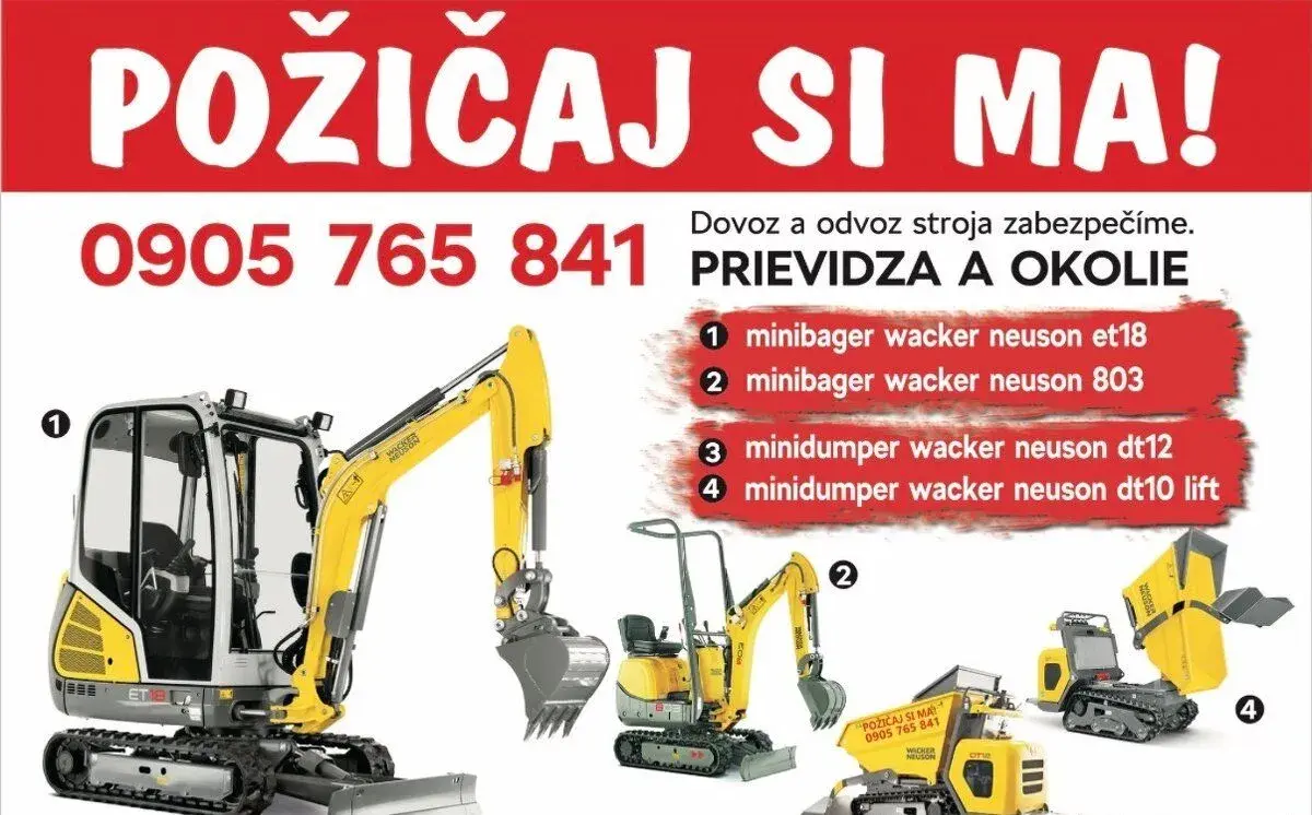 Minibager prenajom prievidza