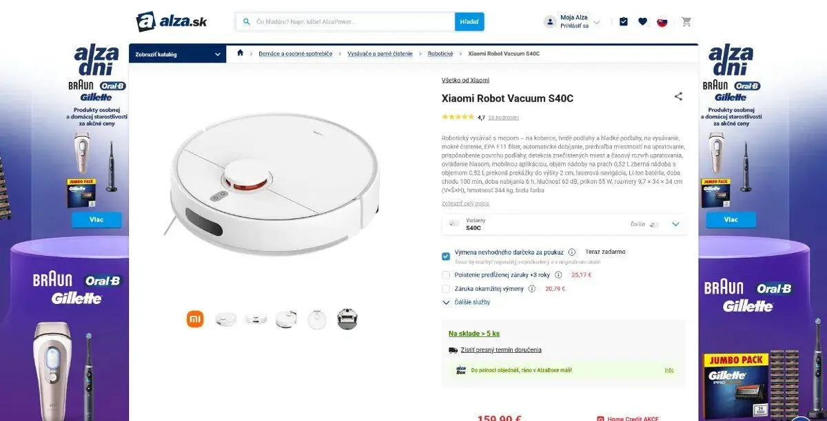 ROBOTICKY VYSAVAC+MOP XIAOMI S40C NOVY ZARUKA