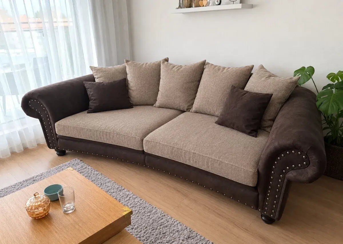 Elegantný veľký gauč – hnedo-béžový