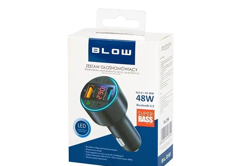 FM transmitter BLOW Bluetooth 5.3+QC3.0+PD 30W V.2 74-179