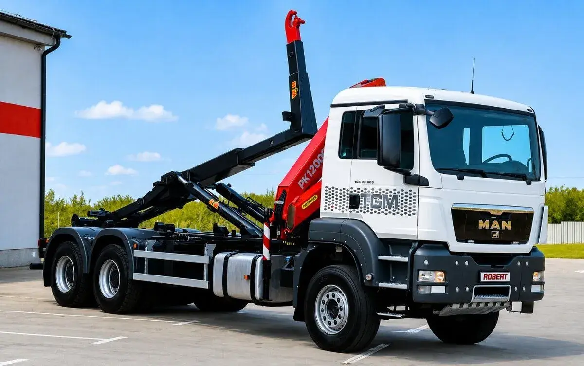 6X4 MAN TGS 33.400 HÁKOVÝ NOSIČ KONTAJNEROV + HYDR. RUKA EU5