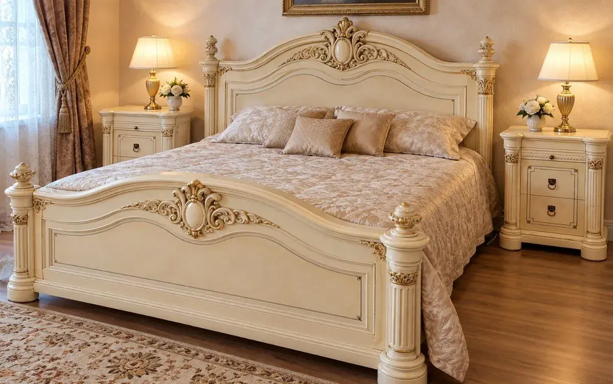 Luxusná talianska spálňa – posteľ + 2 nočné stolíky
