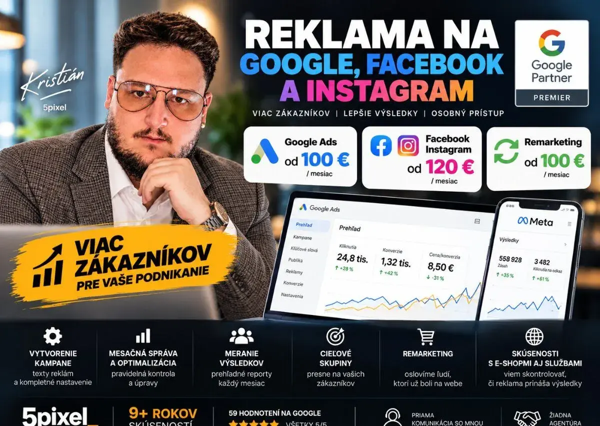 Reklama na Google, Facebooku a Instagrame od 100 €