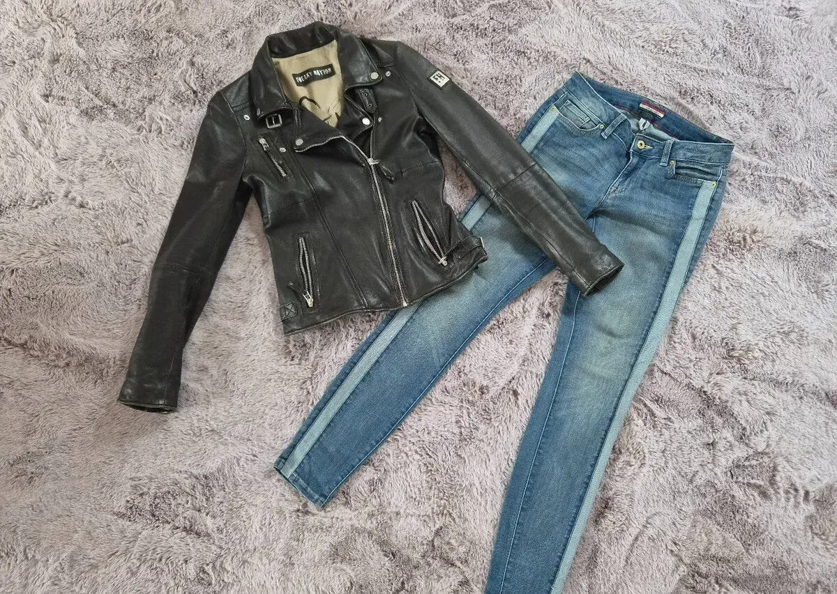 Kožená bunda + rifle Tommy Hilfiger