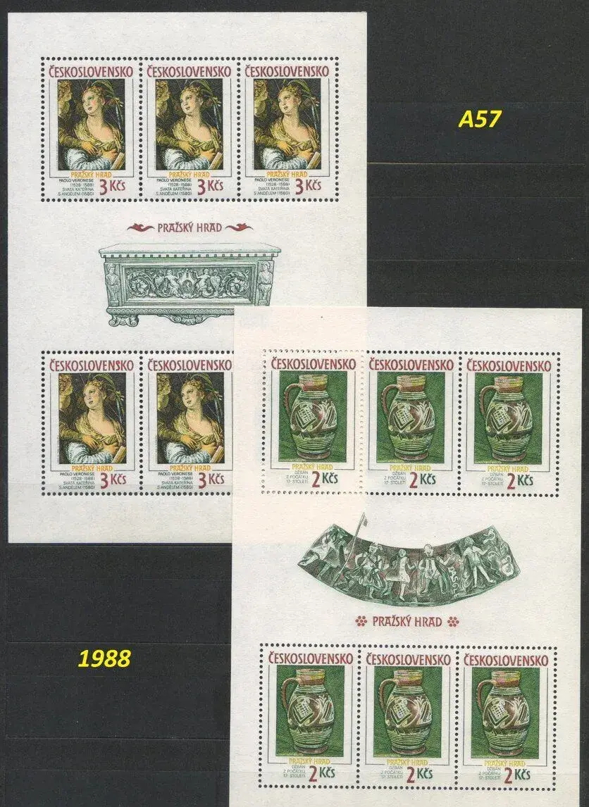 Poštové známky, filatelia: ČSSR 1945-92, aršíky - Umenie