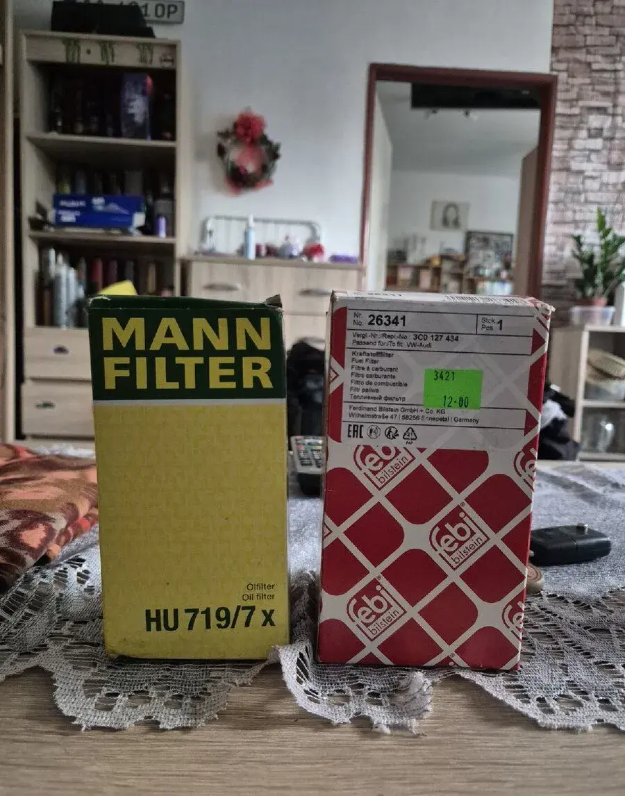 Nové filtre 2.0 TDI – MANN olejový + FEBI palivový Octavia 2