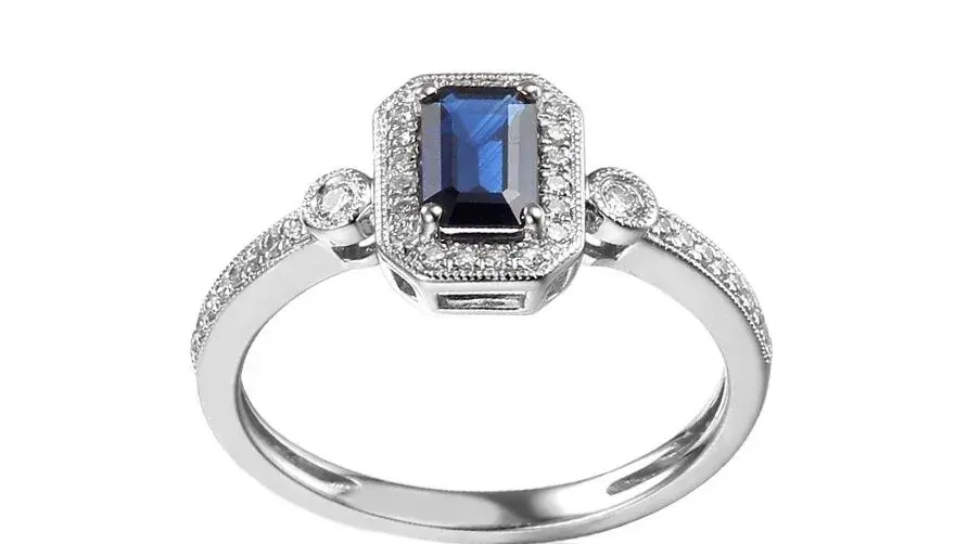 Prsteň Night Sky zo 14ct bieleho zlata so zafírom 0,73ct