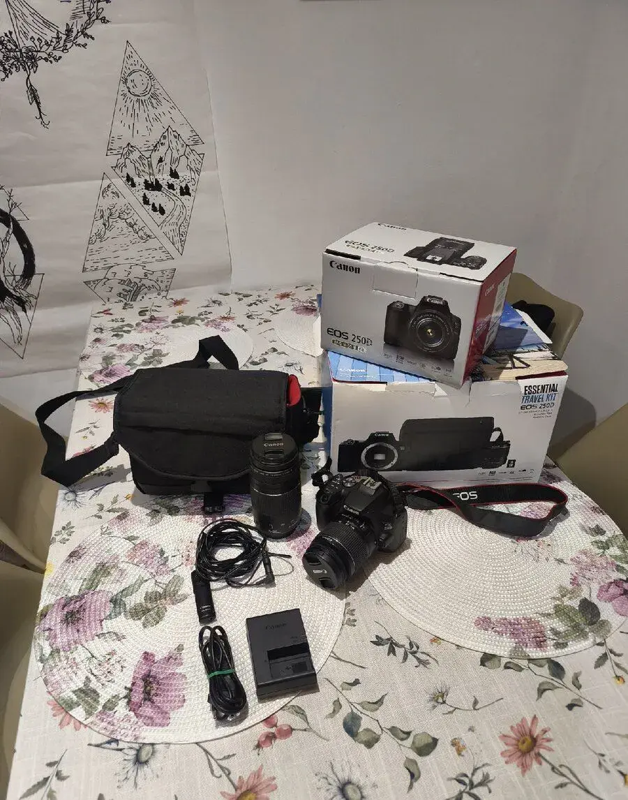 Canon EOS 250d, 2 objektívy, statív
