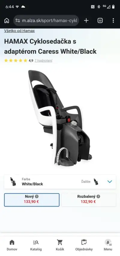 HAMAX Cyklosedačka s adaptérom Caress White/Black
