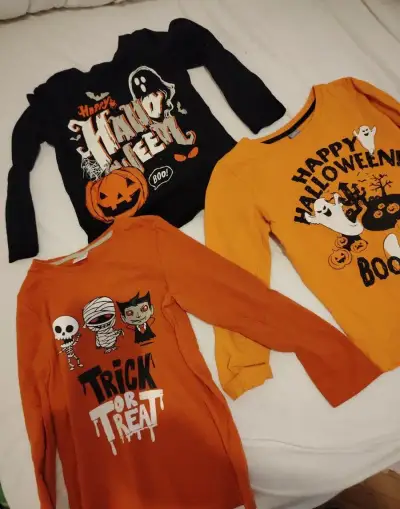 Halloween, 3 tričká s dlhým rukávom, č. 128, top stav