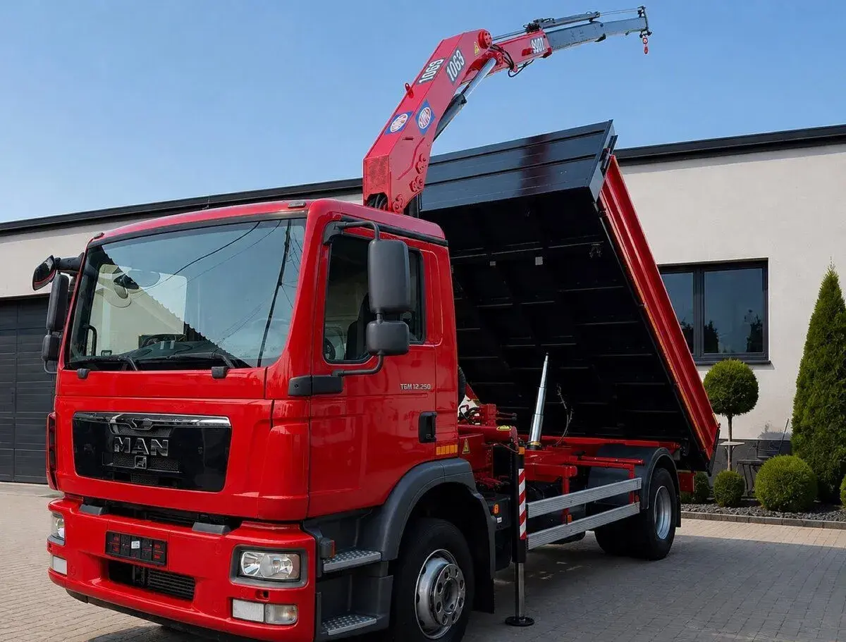 Trojstranný sklápač 12t MAN TGM 12.250 hydraulická ruka
