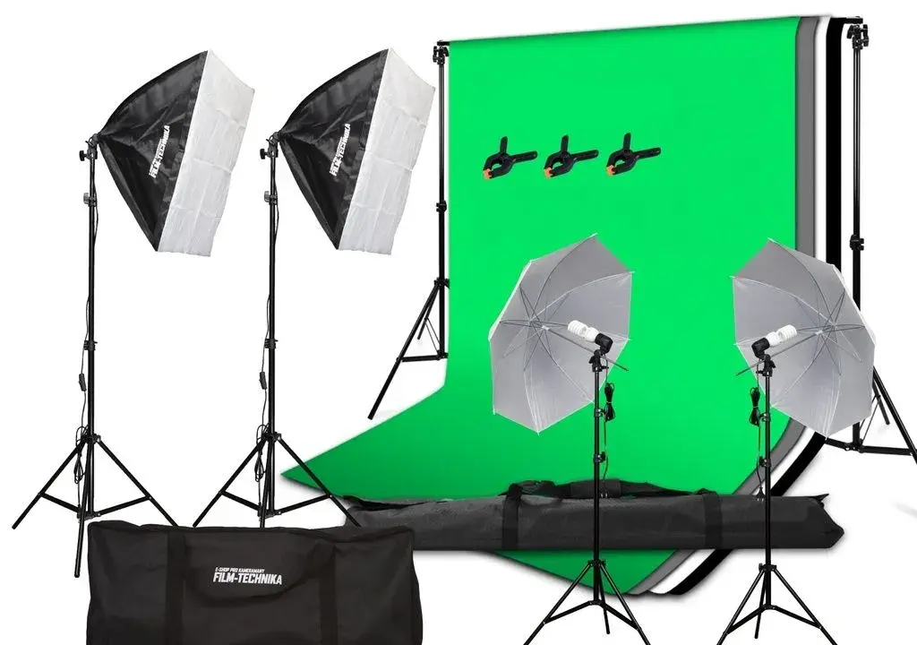 Foto video štúdio set svetiel, statívov aj foto pozadia (4 x