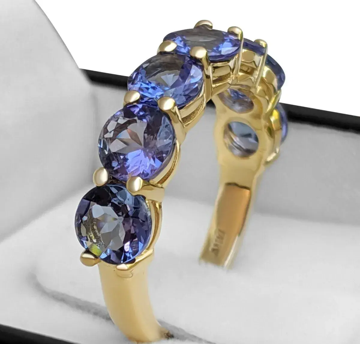 Half eternity prsteň 14ct žlté zlato, tanzanity 2,85ct