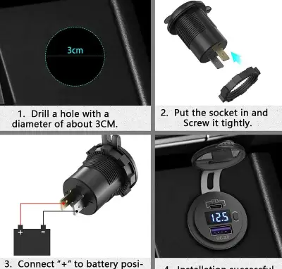 12-24V 48W dualna USB nabijacka do auta s LED (PD3.0&QC3.0)