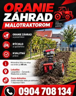 Oranie záhrad malotraktorom