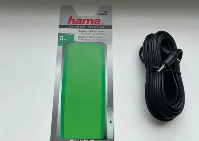 audio kabel - HAMA - 5 metrov - 3.5 mm jack - male to male