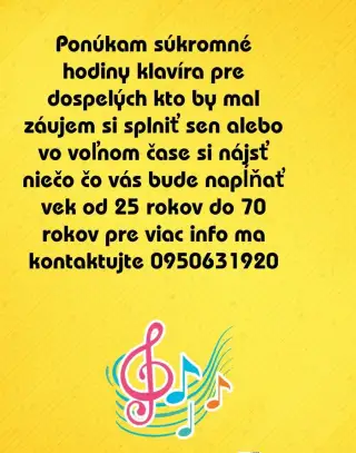 Súkromné hodiny klavíra pre deti a dospelých
