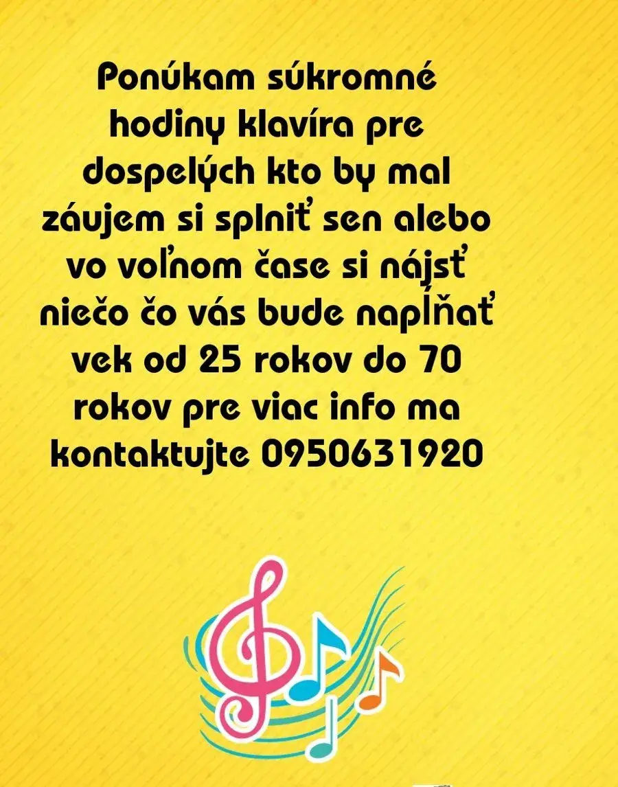 Súkromné hodiny klavíra pre deti a dospelých