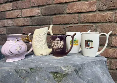 retro poháre, hrnčeky, taniere, kúpeľné poháre a iné