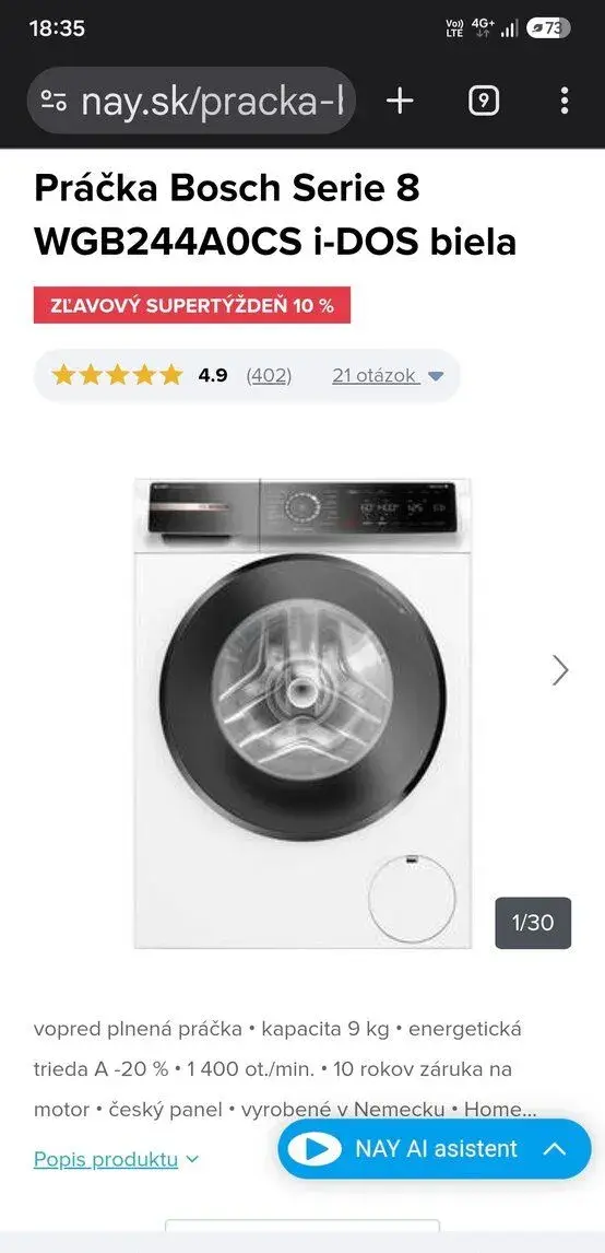 Bosch Serie 8 WGB244A0CS i-Dos