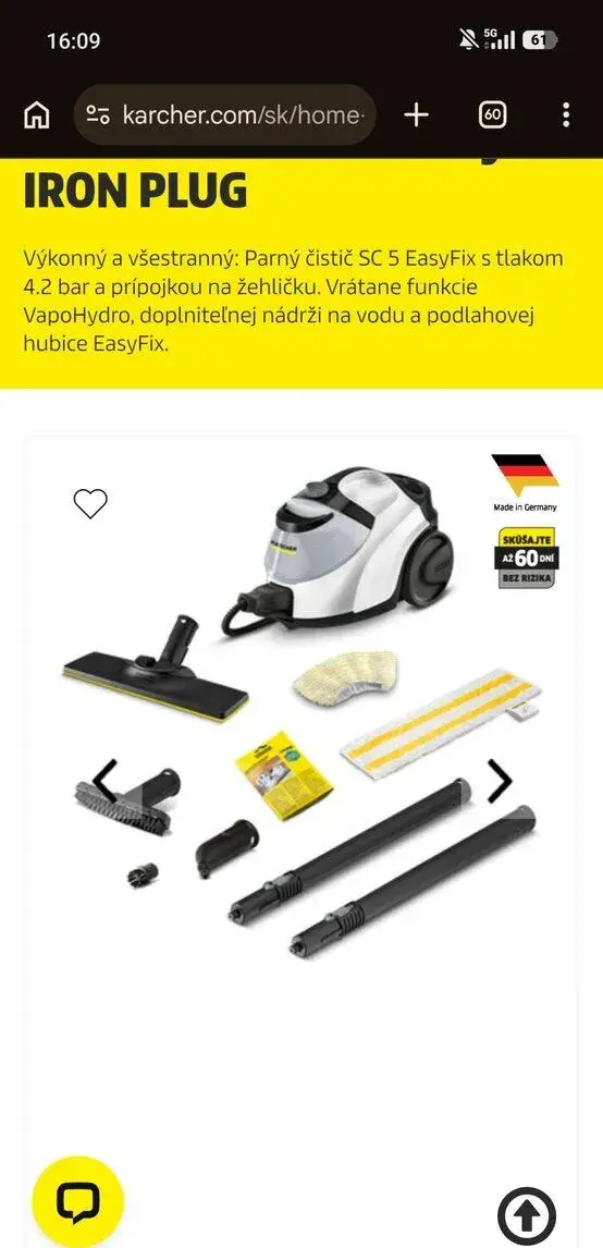 Parný čistič SC 5 EasyFix Iron Plug