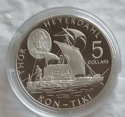 Strieborná proof minca " Thor Hayerdahl "