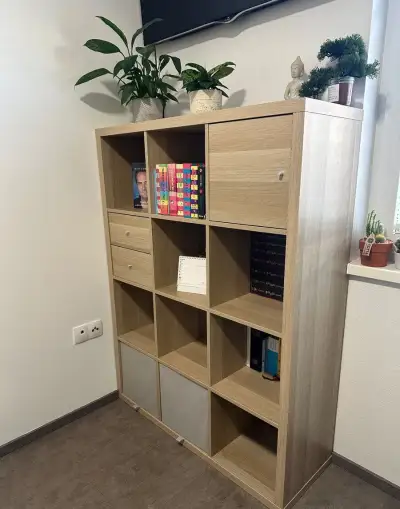 Policový diel, bielo morený dub vzor, 112x147 cm KALLAX IKEA