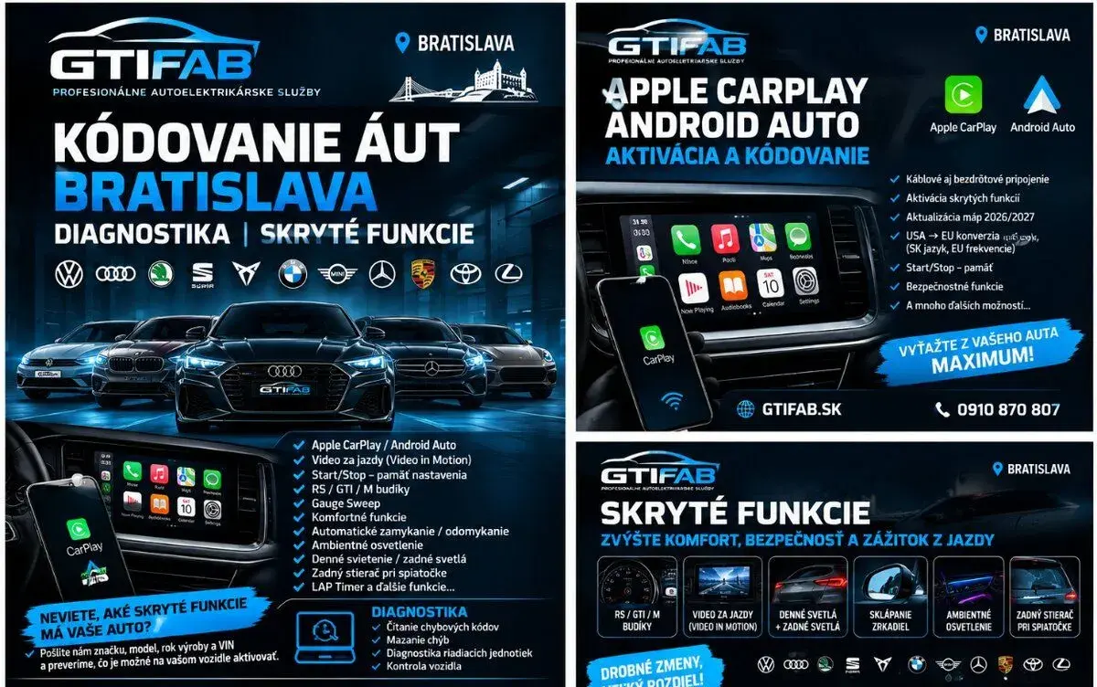 Kódovanie áut Bratislava | CarPlay | Skryté funkcie | Diagno