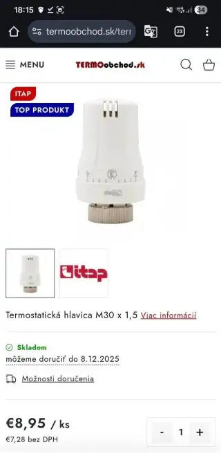 Nové termostatické hlavice M30 x1,5