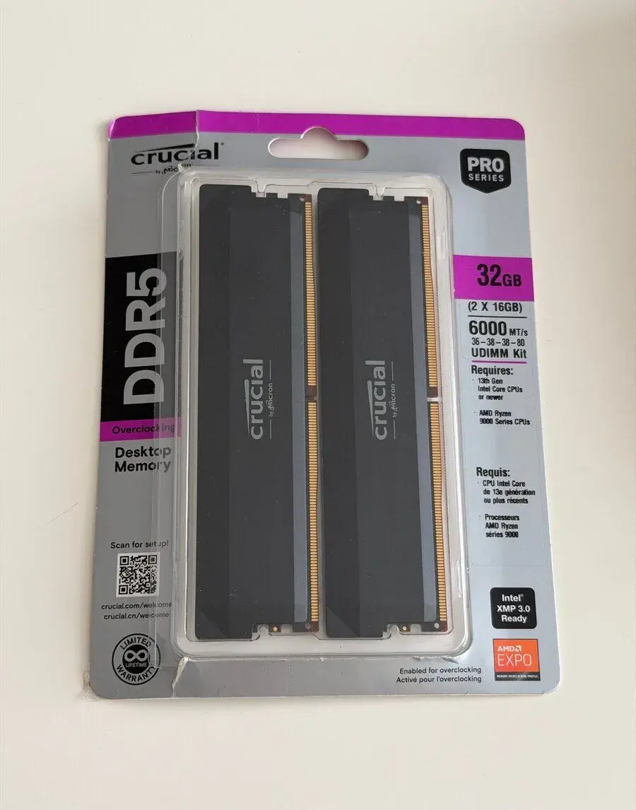 32GB DDR5 (2x16GB) Crucial 6000 CL36