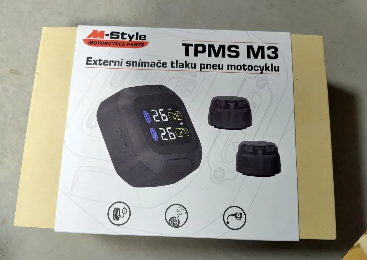 Snímače tlaku pneumatík M-style TPMS M3 pre motorku/bicykel