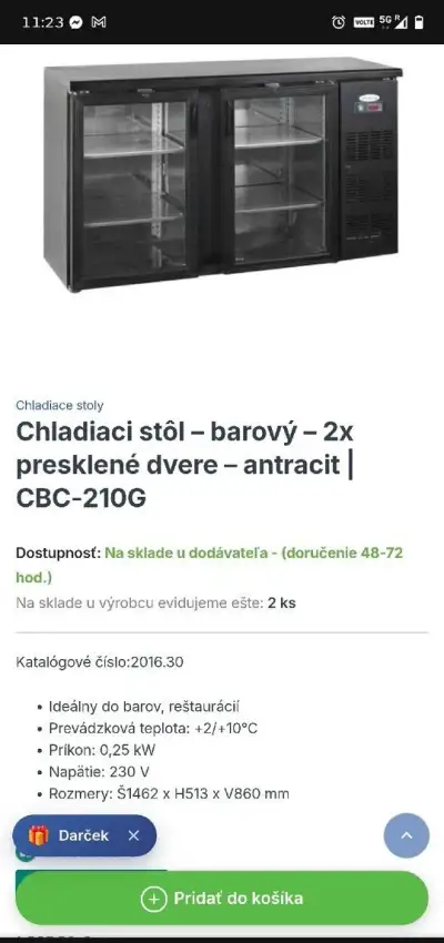 Podpultovú chladničku Tefcold
