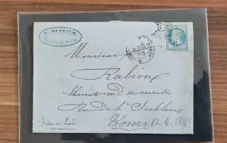 Francúzsky dopis z roku 1869 - známka Napoleon III