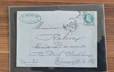 Francúzsky dopis z roku 1869 - známka Napoleon III