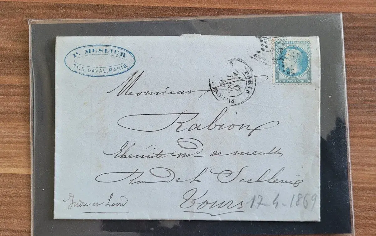 Francúzsky dopis z roku 1869 - známka Napoleon III