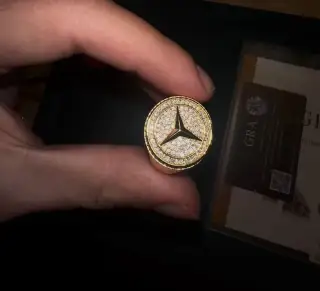 Zlatý 18k Vermeil Mercedes Prsteň s VVS1 Moissanitmi