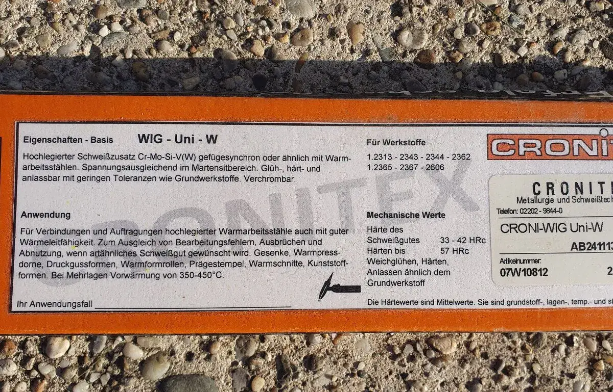 Pridavný zvárací materiál Cronitex CRONI-WIG Uni-W