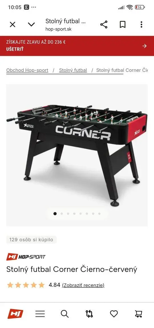 Stolný futbal Corner čierno-červeny